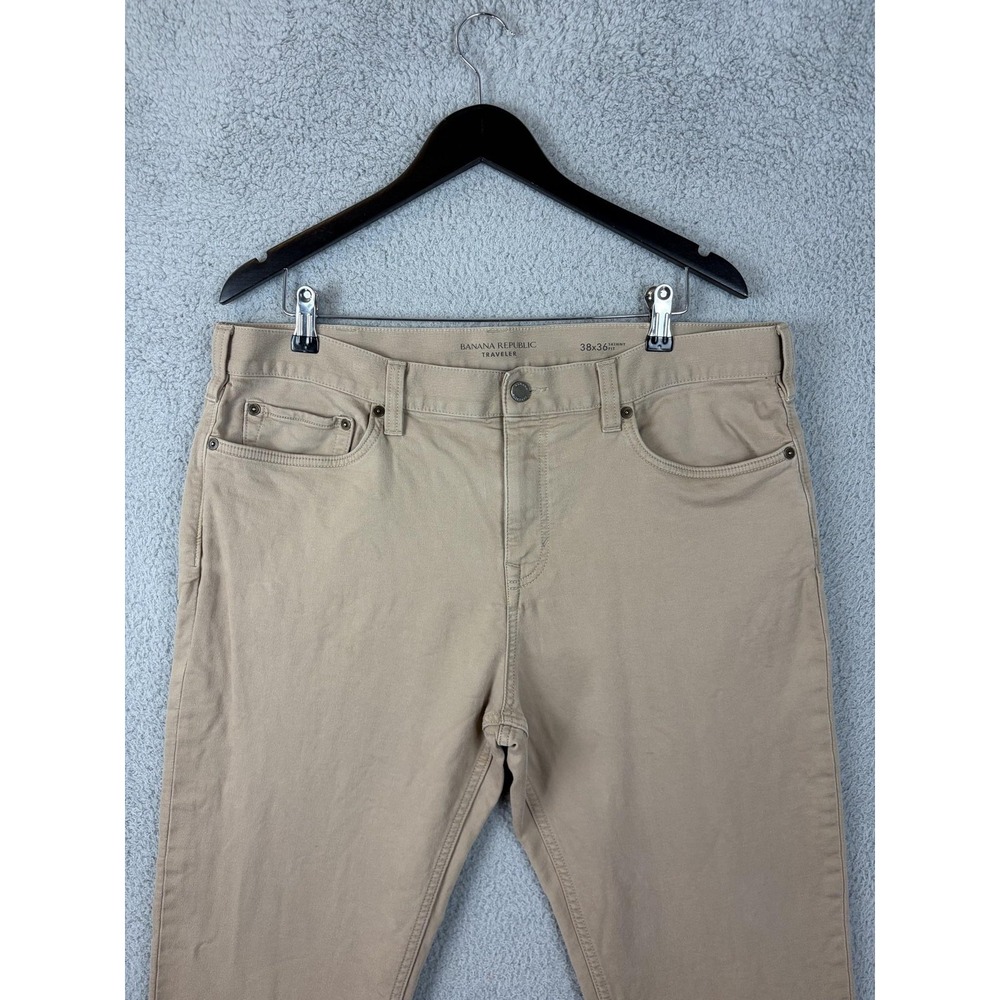 Banana Republic Traveler Jeans Mens 38x36 Beige Skinny Fit Stretch Denim Pants